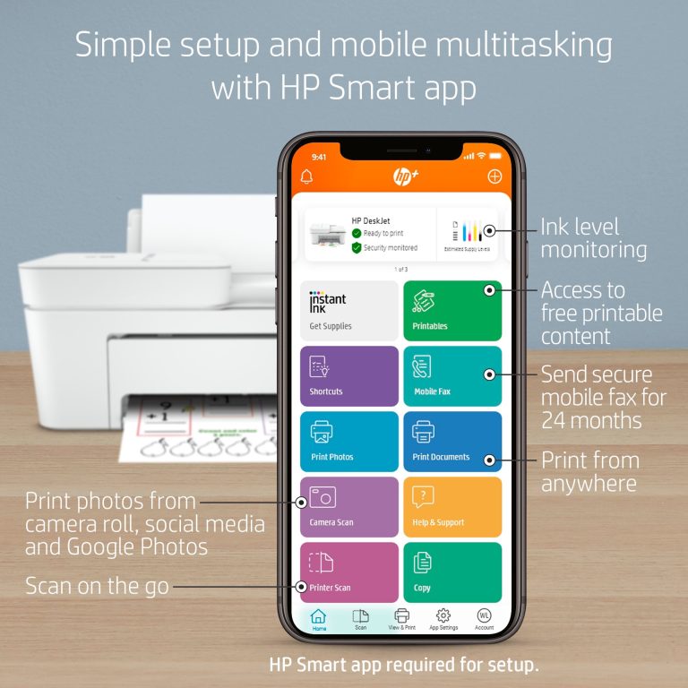 HP DeskJet 4152e All-in-One Color Inkjet Printer, Wireless connectivity – 6 Months Free Instant Ink with HP+
