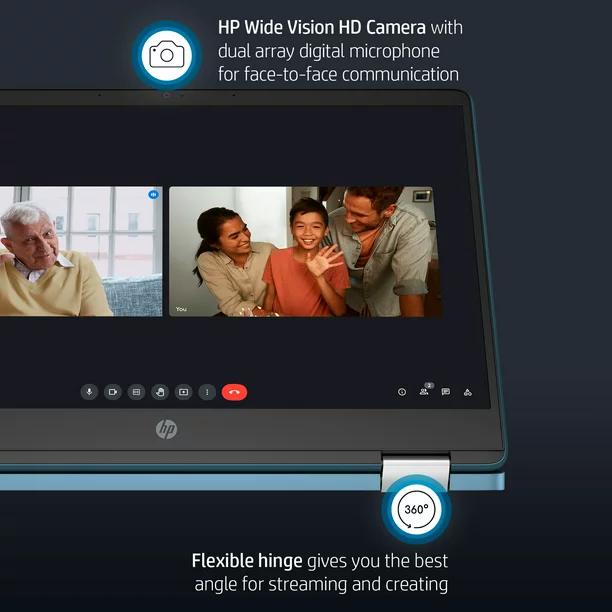 HP14” X360 Touch, Chromebook, Intel Celeron N4000, 4GB RAM, 64 GB eMMC, Teal, Chrome OS, 14a-ca0130wm