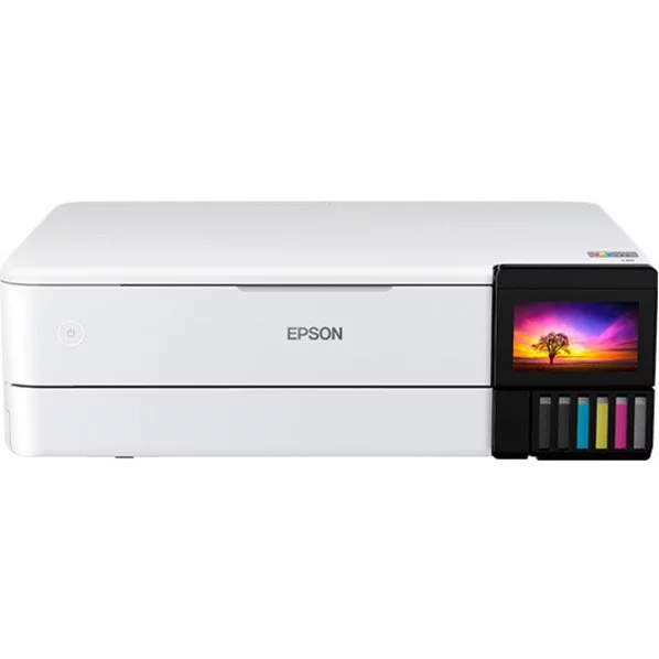 Epson ET-8550 Inkjet Multifunction Printer-Color-Copier/Scanner-5760×1440 dpi Print-Automatic Duplex Print-100 sheets Input-Color Flatbed Scanner-1200 dpi Optical Scan-Wireless LAN-Epson Connect-Android Printing-