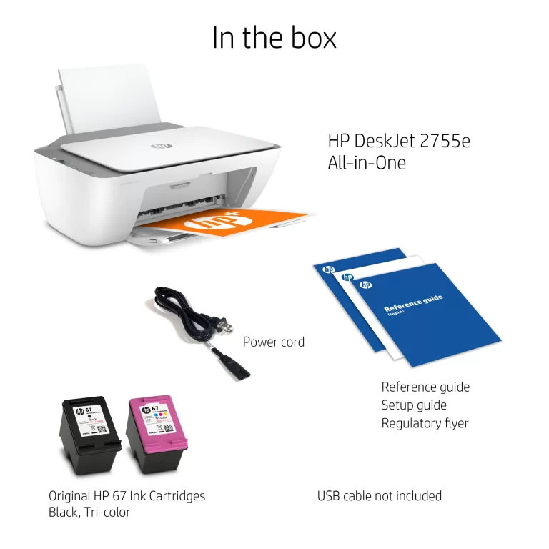 HP DeskJet 2755e Wireless Color All-in-One Printer with bonus 6 months Instant Ink with HP+ (26K67A)