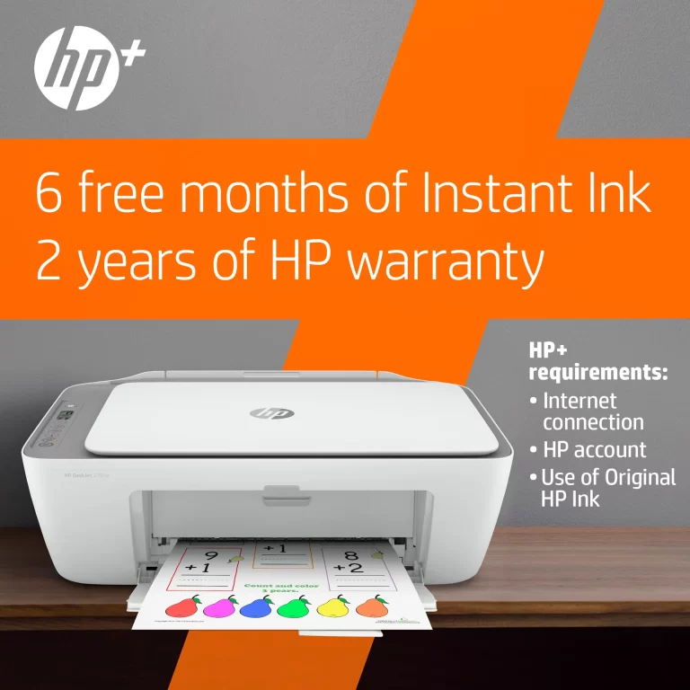 HP DeskJet 2755e Wireless Color All-in-One Printer with bonus 6 months Instant Ink with HP+ (26K67A)