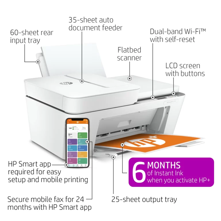 HP DeskJet 4155e All-in-One Wireless Color Inkjet Printer – 6 months free Instant Ink with HP+