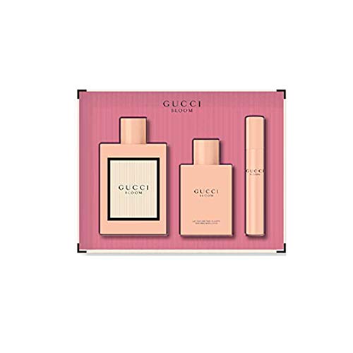 Gucci Bloom for Women 3 Piece Set Includes: 3.3 oz Eau de Parfum Spray + 3.3 oz Body Lotion + 0.25 oz Eau de Parfum Fragrance Rollerball