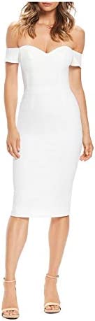 Dress the Population Women’s Bailey Off The Shoulder Sweetheart Bodycon Midi Sheath Dress