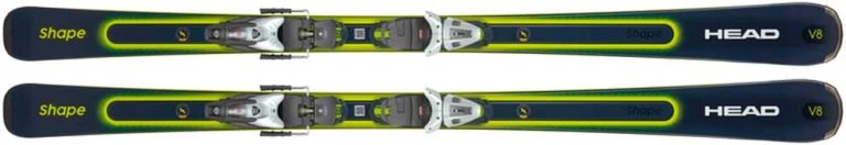 HEAD Unisex Shape E-V8 Performance Skis and Tyrolia Protector PR 11GW 85mm Alpine Ski Bindings Package