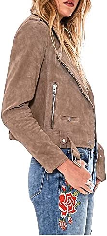 [BLANKNYC] womens Luxury Clothing Cropped Suede Leather Motorcycle Jackets, Comfortable & Stylish Coats