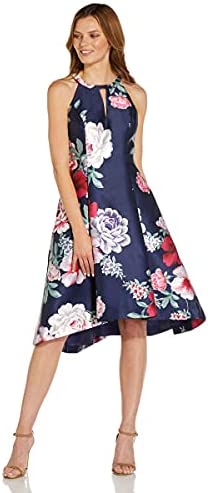 Adrianna Papell Women’s Printed Mikado High Low Dress