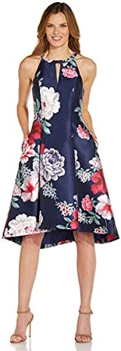 Adrianna Papell Women’s Printed Mikado High Low Dress