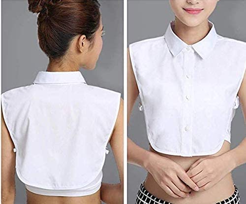 Shinywear Detachable White Collar Shirt for Office Lady Girls Dickey Half Blouse