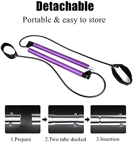 YFDM Fitness Sport Pilates Bar Kit Gym Workout Stick Pilates Exercise Bar Kit with Resistance Band Body Building Puller Yoga Rope