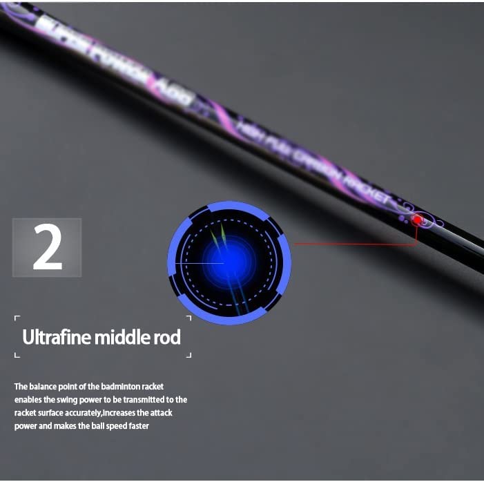 N/A Professional Max 30 Pounds 4U V-Shape Badminton Racket Strung Full Carbon Fiber Racket Offensive Type Single Racquet with String (Color : E, Size : 1)