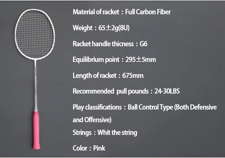 SDGH Carbon Fiber Badminton Rackets with String Bag Professional Racket Super Light 8U Racquet 65g-68g Speed Sports Padel (Color : D, Size : 1)