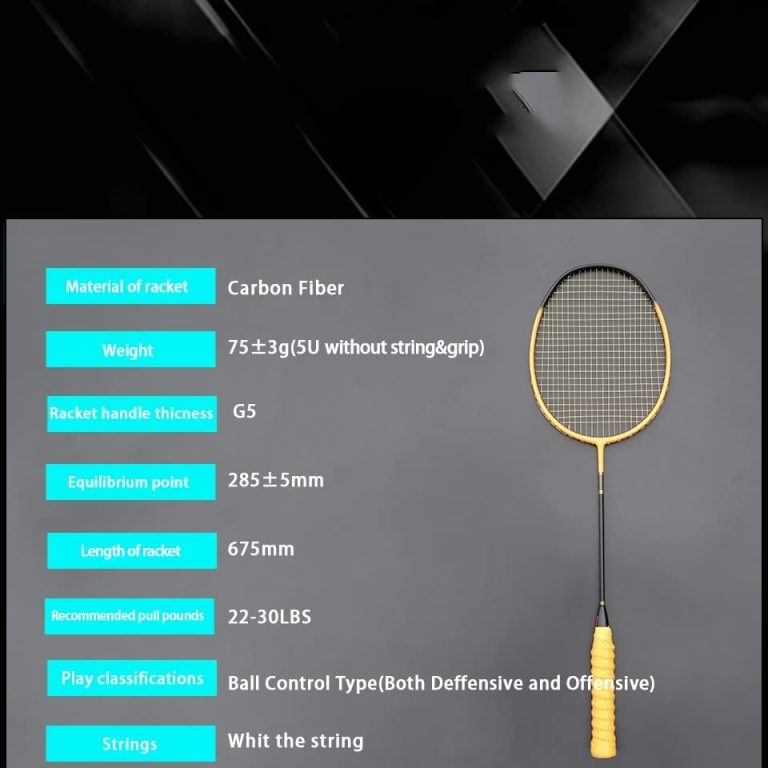 CZDYUF Carbon Fiber Badminton Rackets Strungs 5U 75g Max Tension 30LBS Professional Racqeut Sports for Adult Bags