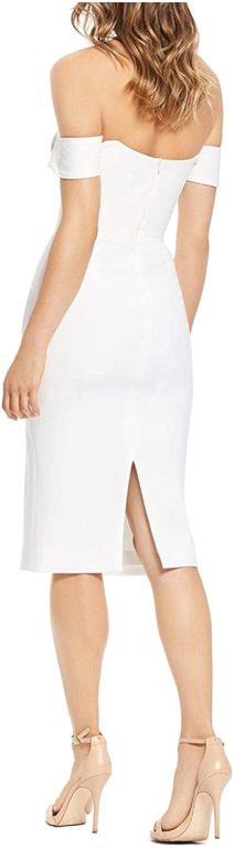 Dress the Population Women’s Bailey Off The Shoulder Sweetheart Bodycon Midi Sheath Dress