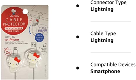 Sanrio Hello Kitty Cable Protector Cell Phones Accessories 2pcs Set for iPhone (Lightning Cable)