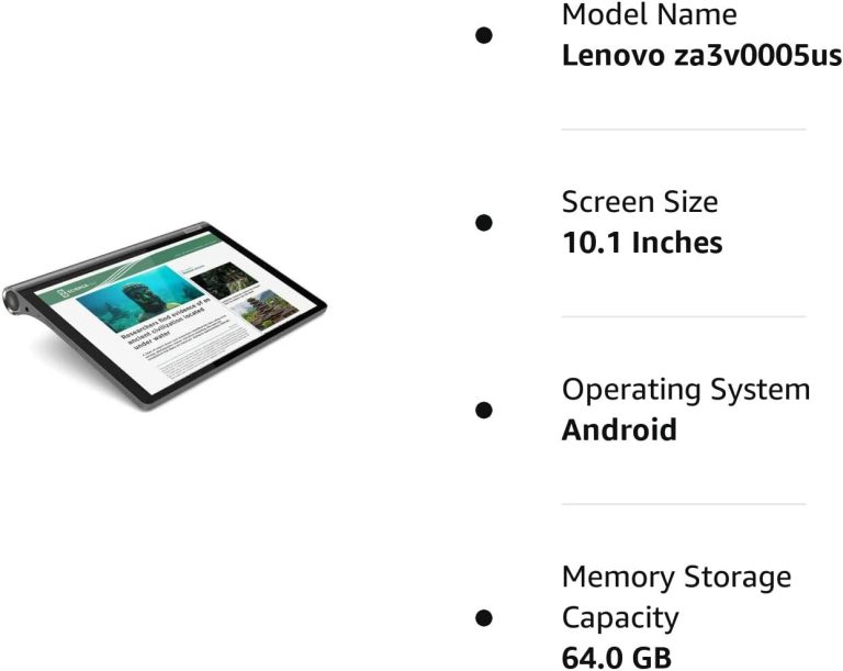 Lenovo Yoga Smart Tab, 10.1″ FHD Android Tablet, Octa-Core Processor, 64GB Storage, 4GB RAM, Iron Grey, ZA3V0005US