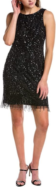 Adrianna Papell Women’s Beaded Fringe Short Dress