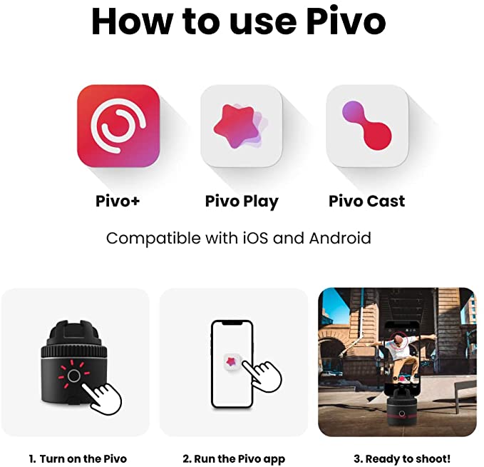 Pivo Pod – Auto Face Tracking Smartphone Holder, 6 Speed, Automatic Zoom, Horse Riders, AI Technology 360° Rotation with Remote Control