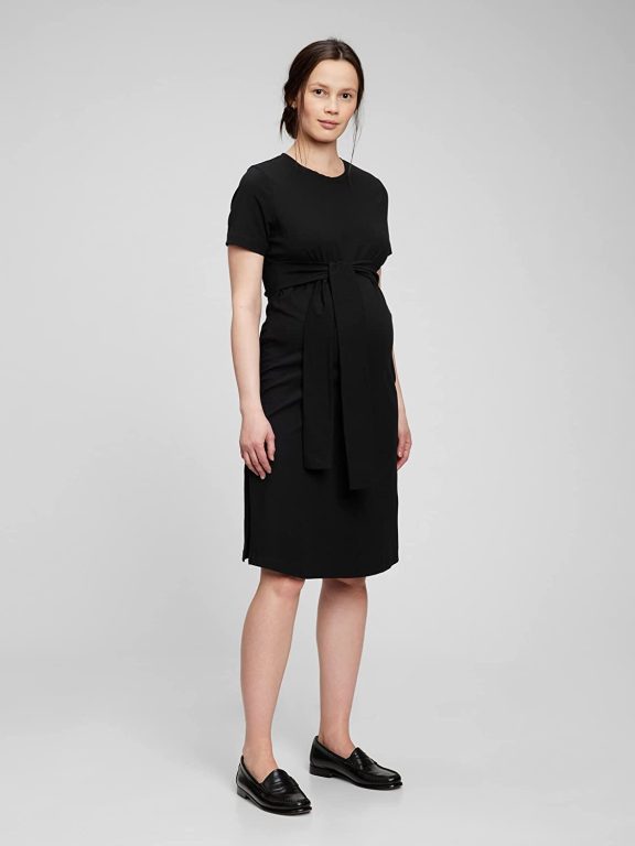 GAP Women’s Maternity Short Sleeve Knit Tie Dress