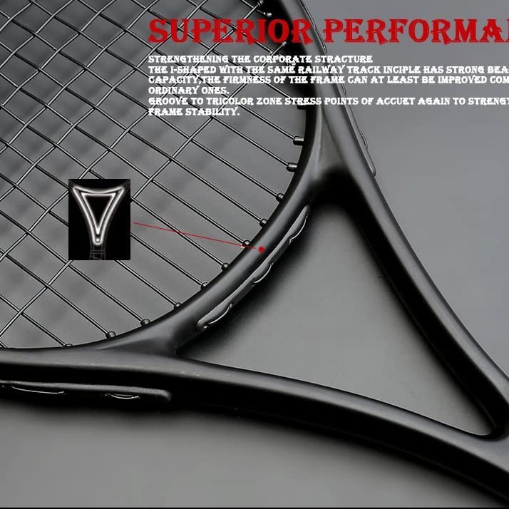 WSSBK 40-55 LBS Ultralight Black Tennis Rackets Carbon Tenis Padel Racket Stringing 4 3/8 Tennisracket Racquet