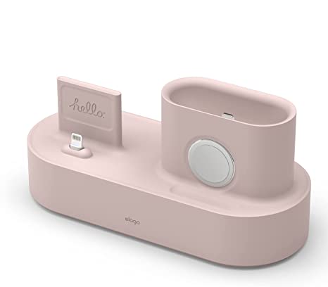 elago 3 in 1 Charging Station for Apple Products, Designed for AirPods 3rd Generation, AirPods Pro 1st & 2nd Generation, iPhone, Apple Watch [Original Cables Required-NOT Included] (Sand Pink)