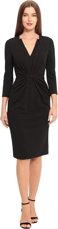 Maggy London Women’s Plus Size Notched V-Neck Sophisticated Sheath Dress Event Office Workwear Guest of