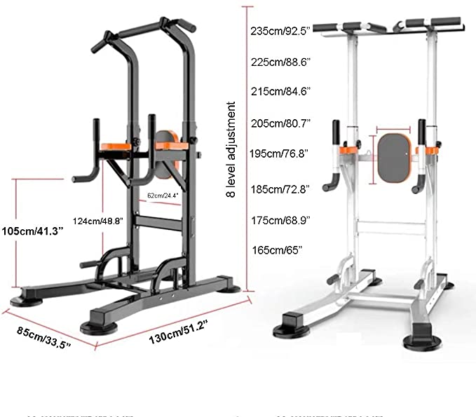 Fitness Equipment Dip Station Power Tower Pull-up Bar Stand Strenth Training Pull-up Bars for Home Gym Free Standing 660 Weight Capacity