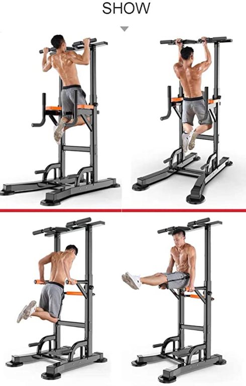 Fitness Equipment Dip Station Power Tower Pull-up Bar Stand Strenth Training Pull-up Bars for Home Gym Free Standing 660 Weight Capacity