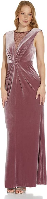 Adrianna Papell Women’s Beaded Velvet Mermaid Gown