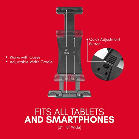 Macally Car Headrest Tablet Holder, Adjustable iPad Car Mount for Kids in Backseat, Compatible with Devices Such as iPad Pro Air Mini, Galaxy Tabs, And 7″ to 10″ Tablets and Cell Phones – Black