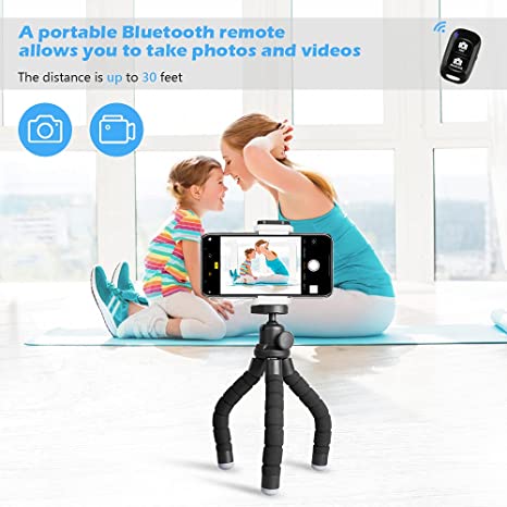 UBeesize Phone Tripod, Portable and Flexible Tripod with Wireless Remote and Clip, Cell Phone Tripod Stand for Video Recording