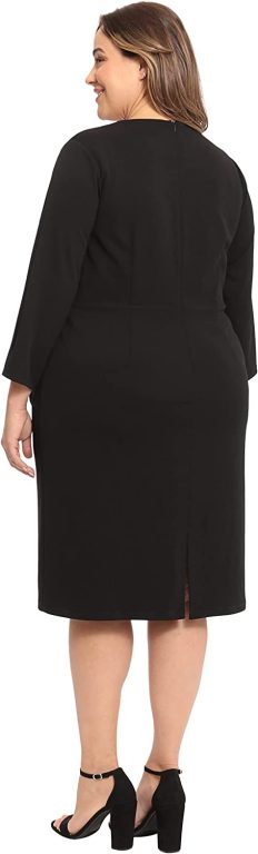 Maggy London Women’s Plus Size Notched V-Neck Sophisticated Sheath Dress Event Office Workwear Guest of