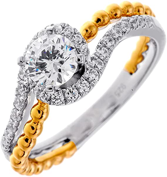 Diamond Delight 14KT White and Yellow Gold Prong Setting I Color Ring