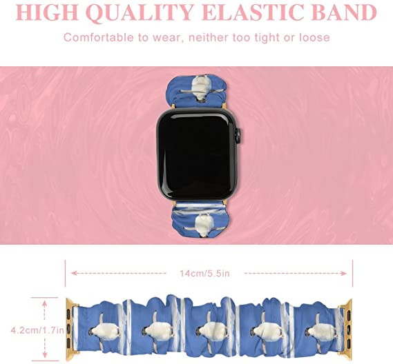 Penguin Elastic Solo Loop Bands Cute Printed Watch Strap Watchband Compatible for Apple Watch