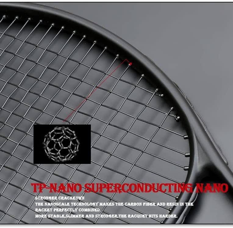 WSSBK 40-55 LBS Ultralight Black Tennis Rackets Carbon Tenis Padel Racket Stringing 4 3/8 Tennisracket Racquet