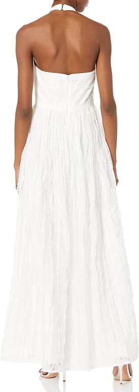 Monique L’Hiullier Women’s Keyhole Halter A-line Gown with Waist Tie