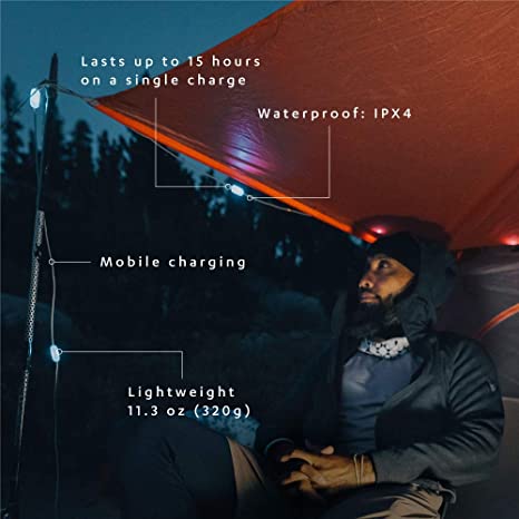 MPOWERD Luci Color Solar String Lights + Phone Charger | 18 ft Cord | 100 Lumens LEDs and 6 Colors | Lasts Up to 15 Hours | Rechargeable via Solar or USB | Waterproof | Camping, Pool/Patio, and Travel