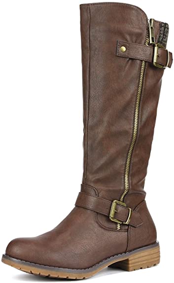 DREAM PAIRS Women’s Side Zipper Knee High Riding Boots