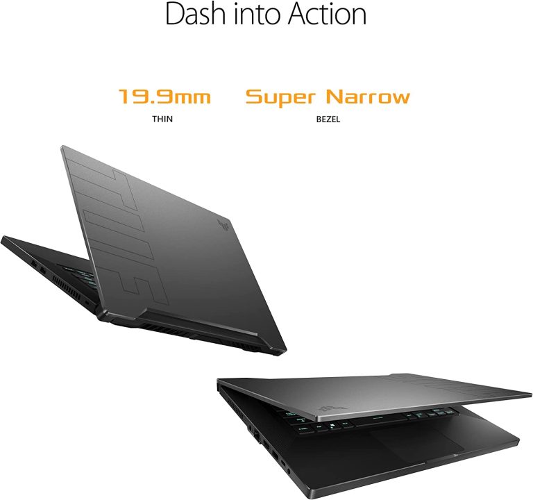 ASUS TUF Dash 15 (2021) Ultra Slim Gaming Laptop, 15.6″ 144Hz FHD, GeForce RTX 3050 Ti, Intel Core i7-11370H, 8GB DDR4, 512GB PCIe NVMe SSD, Wi-Fi 6, Windows 10, Eclipse Grey Color, TUF516PE-AB73