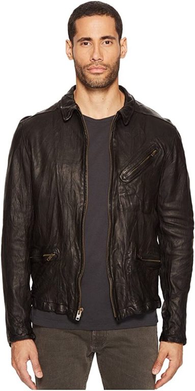 Billy Reid Men’s Leather Antique Brass Zip Blake Jacket