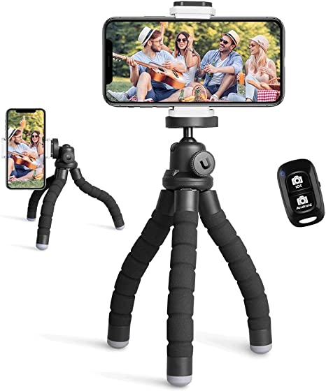 UBeesize Phone Tripod, Portable and Flexible Tripod with Wireless Remote and Clip, Cell Phone Tripod Stand for Video Recording