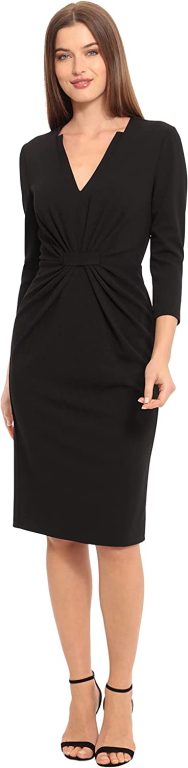 Maggy London Women’s Plus Size Notched V-Neck Sophisticated Sheath Dress Event Office Workwear Guest of