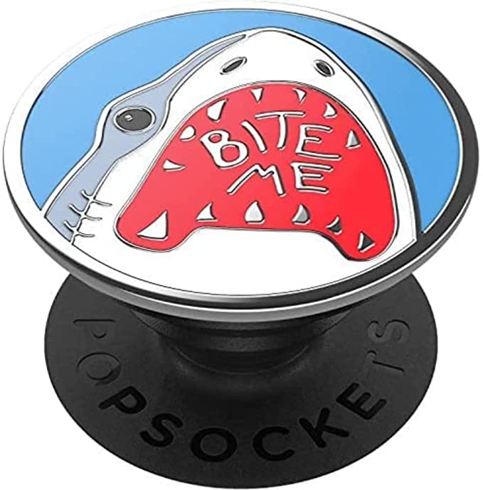 PopSockets: PopGrip with Swappable Top for Phones and Tablets – Enamel Shark Bites Blue