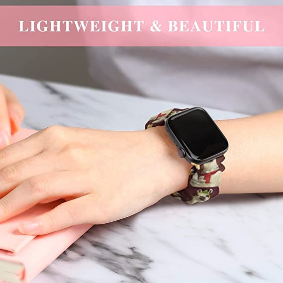 Llamas Elastic Solo Loop Bands Cute Printed Watch Strap Watchband Compatible for Apple Watch