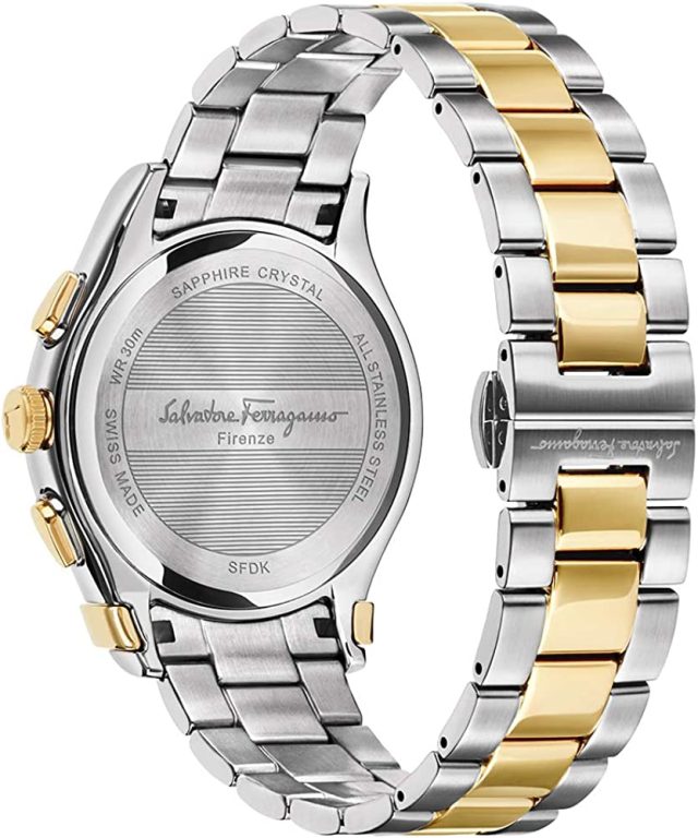 Salvatore Ferragamo Men’s Ferragamo 1898 Swiss Quartz Watch with Stainless-Steel Strap, Two Tone, 20 (Model: SFDK00418)