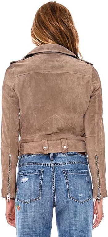 [BLANKNYC] womens Luxury Clothing Cropped Suede Leather Motorcycle Jackets, Comfortable & Stylish Coats