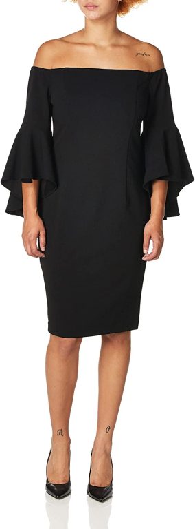 Calvin Klein Women’s One Shoulder Solid Sheath Dress