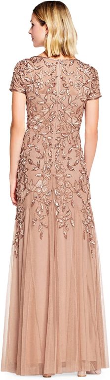 Adrianna Papell Women’s Floral Beaded Godet Gown