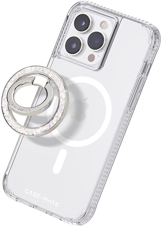 Case-Mate Magnetic Phone Grip & Phone Ring Holder – Magnetic iPhone Holder – Removable MagSafe iPhone Accessories – Rotatable Kickstand for iPhone 14 Pro Max/ 13 Pro Max/ 12 Pro Max – Twinkle Diamond