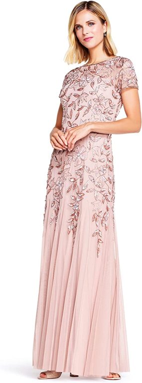 Adrianna Papell Women’s Floral Beaded Godet Gown